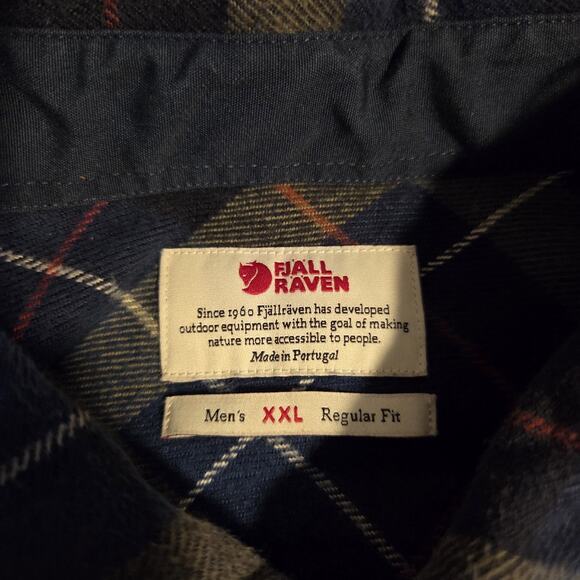 Fjallraven Singi Heavy Flannel Button Down Work Shirt Brown Plaid Mens Size XXL - Picture 2 of 11